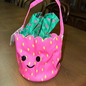 Pink Strawberry Kids Tote Bag